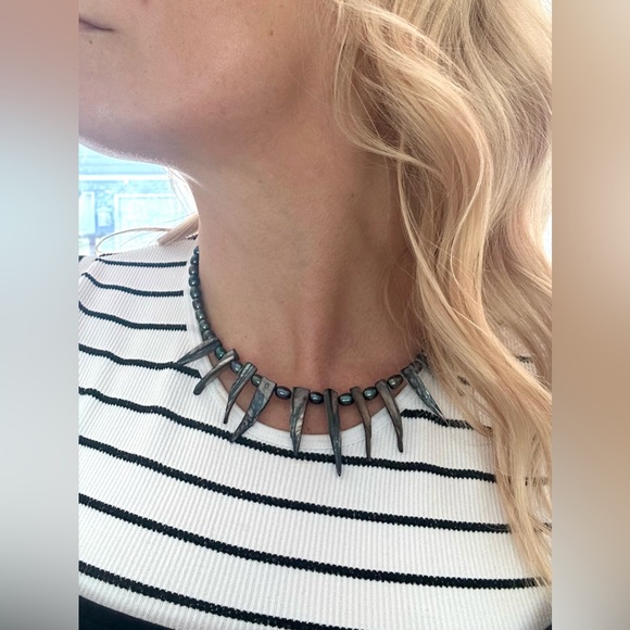 Custom designed sterling silver fresh water pearl and shell necklace - Picture 8 of 14